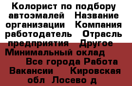 Колорист по подбору автоэмалей › Название организации ­ Компания-работодатель › Отрасль предприятия ­ Другое › Минимальный оклад ­ 15 000 - Все города Работа » Вакансии   . Кировская обл.,Лосево д.